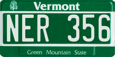 VT license plate NER356