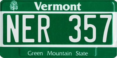 VT license plate NER357