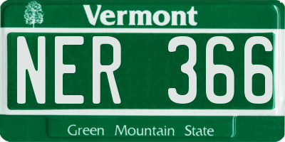 VT license plate NER366