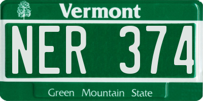 VT license plate NER374