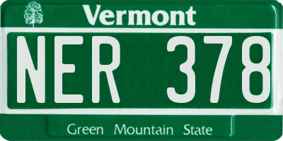 VT license plate NER378