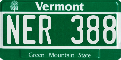 VT license plate NER388