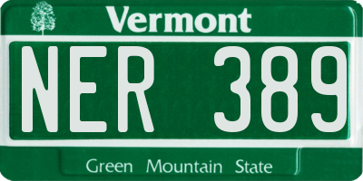 VT license plate NER389