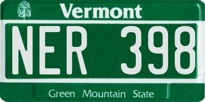 VT license plate NER398