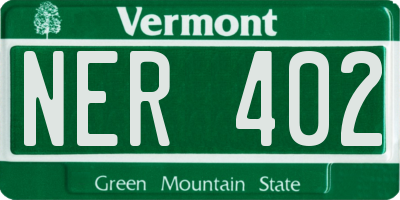 VT license plate NER402