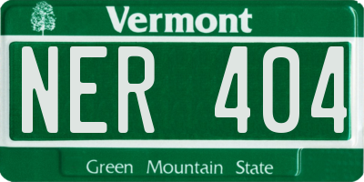 VT license plate NER404