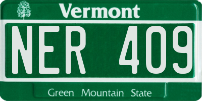 VT license plate NER409