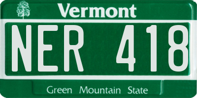 VT license plate NER418