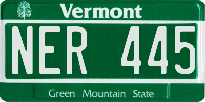 VT license plate NER445