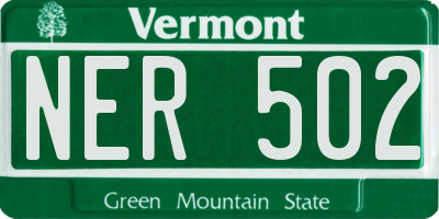VT license plate NER502
