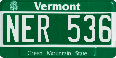 VT license plate NER536