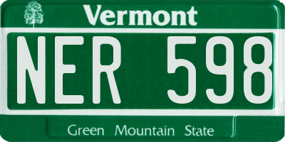 VT license plate NER598