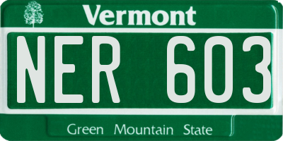 VT license plate NER603