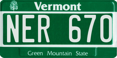 VT license plate NER670