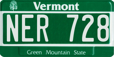 VT license plate NER728
