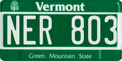 VT license plate NER803