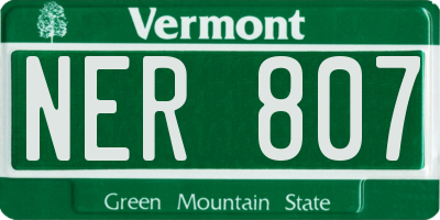 VT license plate NER807