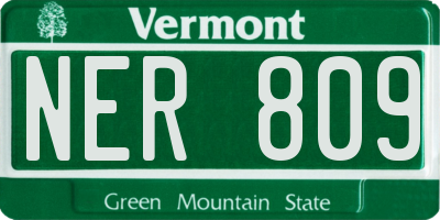 VT license plate NER809