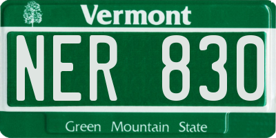 VT license plate NER830