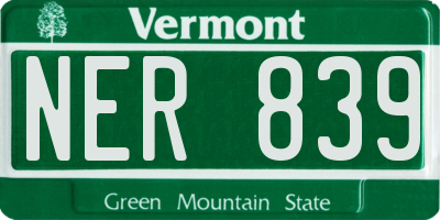 VT license plate NER839