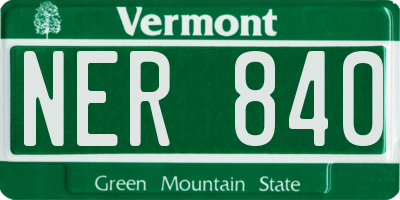 VT license plate NER840