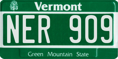 VT license plate NER909