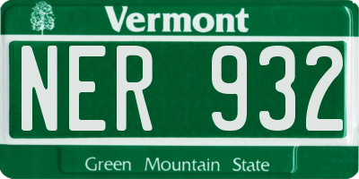 VT license plate NER932