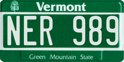 VT license plate NER989