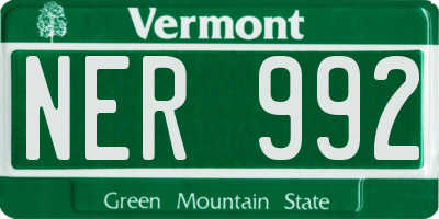 VT license plate NER992