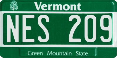 VT license plate NES209