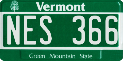 VT license plate NES366
