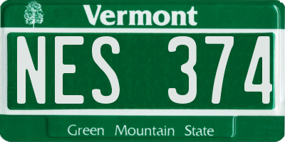 VT license plate NES374