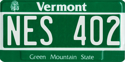 VT license plate NES402