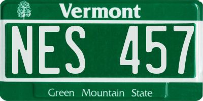 VT license plate NES457