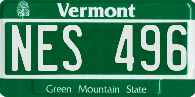 VT license plate NES496
