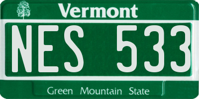 VT license plate NES533