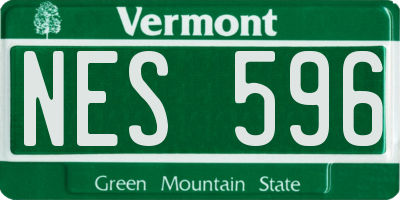 VT license plate NES596