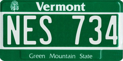 VT license plate NES734