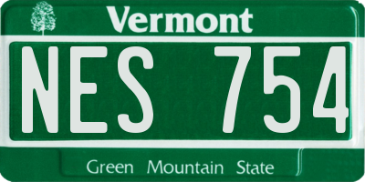 VT license plate NES754