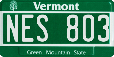 VT license plate NES803