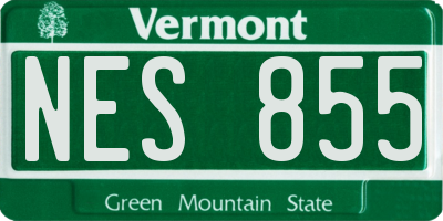 VT license plate NES855