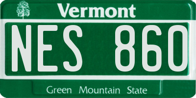 VT license plate NES860