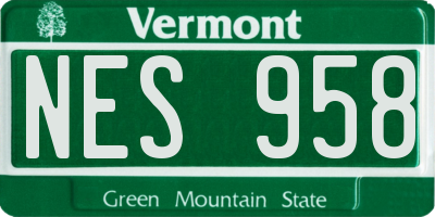 VT license plate NES958