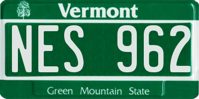 VT license plate NES962