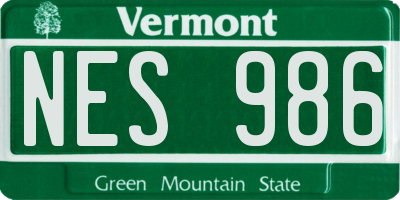 VT license plate NES986