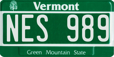 VT license plate NES989