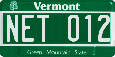 VT license plate NET012