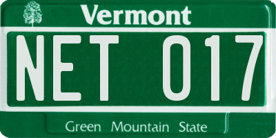 VT license plate NET017