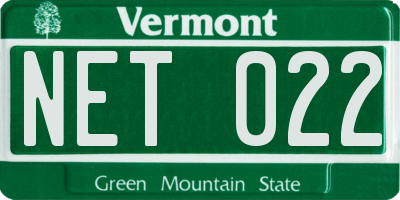 VT license plate NET022