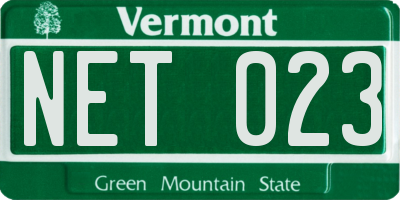 VT license plate NET023